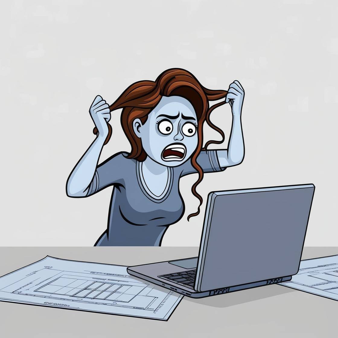 Frustrated Woman Pulling Her Hair Out